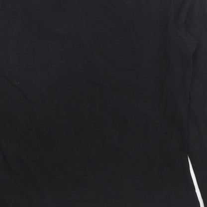 Airfield Womens Black Cotton Basic Blouse Size 12 Scoop Neck - Jeweled Detail