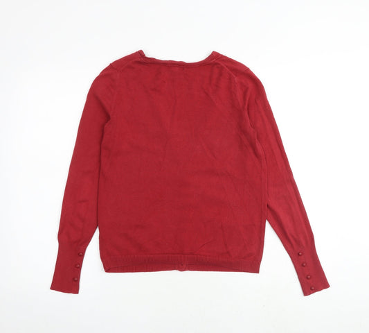 Gap Womens Red V-Neck Polyester Cardigan Jumper Size XS