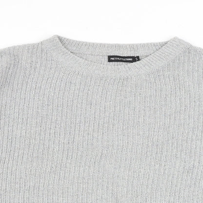Womens UK Size S PRETTYLITTLETHING Grey Pullover Jumper
