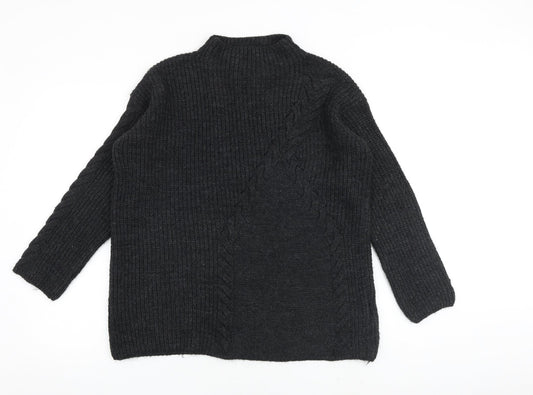 Limited Collection Womens Grey Mock Neck Acrylic Pullover Jumper Size S