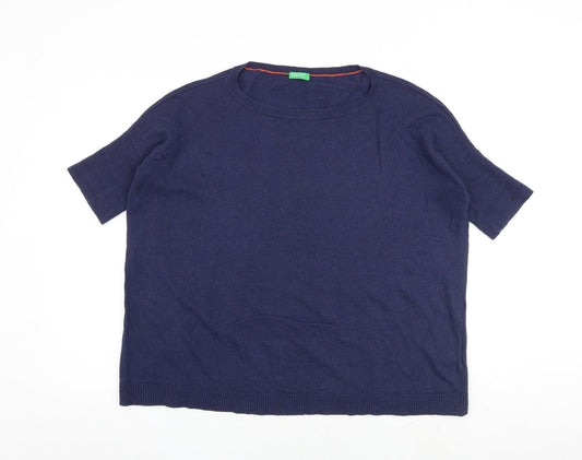 Womens UK Size XS United Colors of Benetton Blue Pullover Jumper