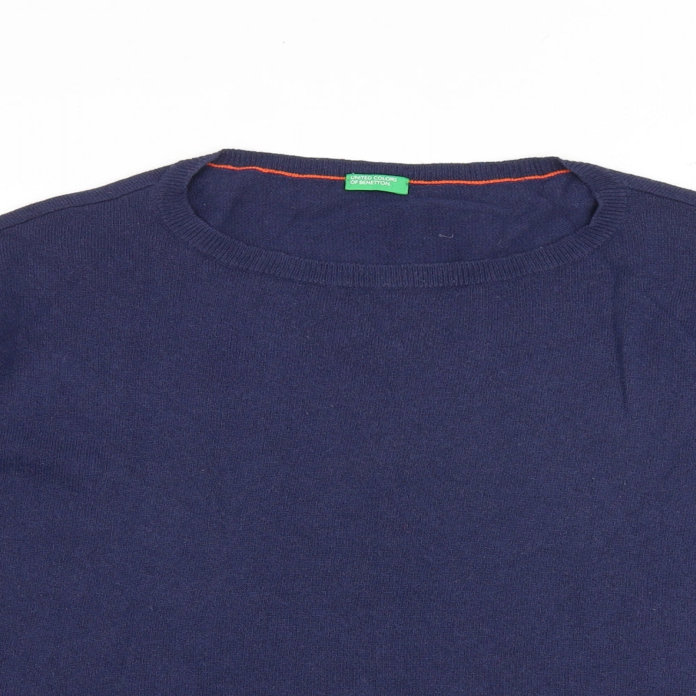 Womens UK Size XS United Colors of Benetton Blue Pullover Jumper