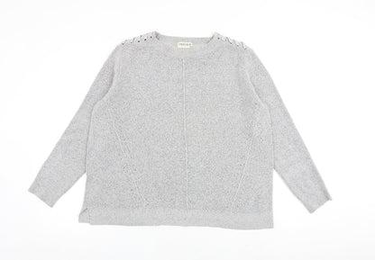 Indigo Womens Grey Round Neck Acrylic Pullover Jumper Size 14