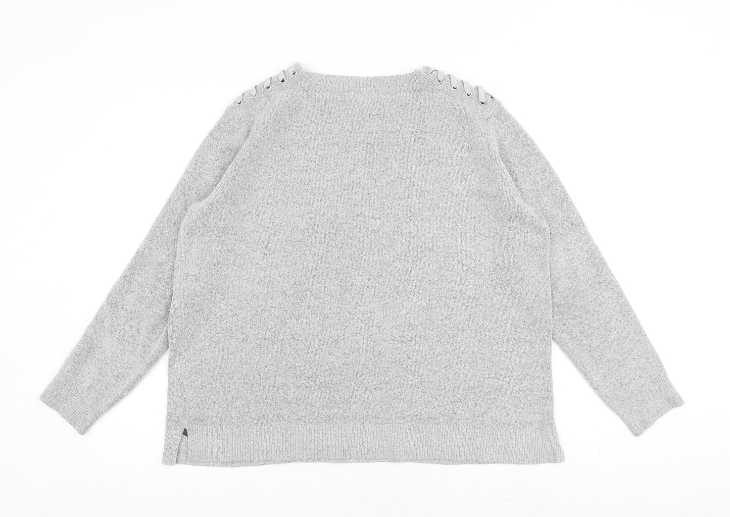 Indigo Womens Grey Round Neck Acrylic Pullover Jumper Size 14