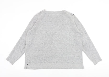 Indigo Womens Grey Round Neck Acrylic Pullover Jumper Size 14