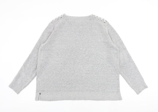 Indigo Womens Grey Round Neck Acrylic Pullover Jumper Size 14
