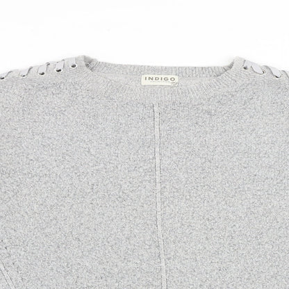 Indigo Womens Grey Round Neck Acrylic Pullover Jumper Size 14
