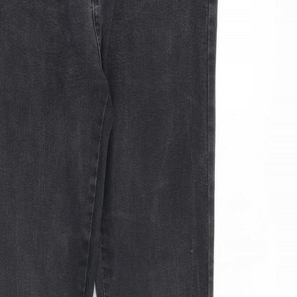 Denim & Co. Womens Grey Cotton Straight Jeans Size 10 L32 in Regular Zip