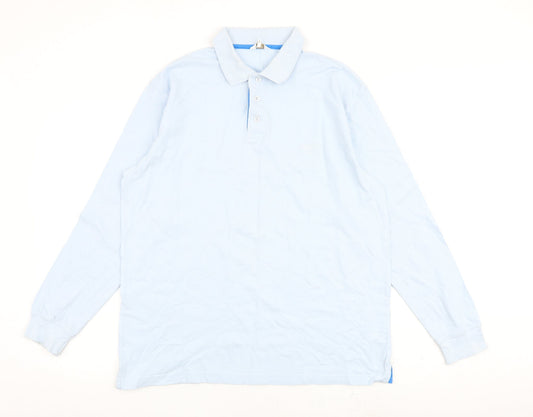 Cotton Traders Mens Blue 100% Cotton Polo Size M Collared Button