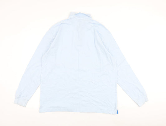 Cotton Traders Mens Blue 100% Cotton Polo Size M Collared Button