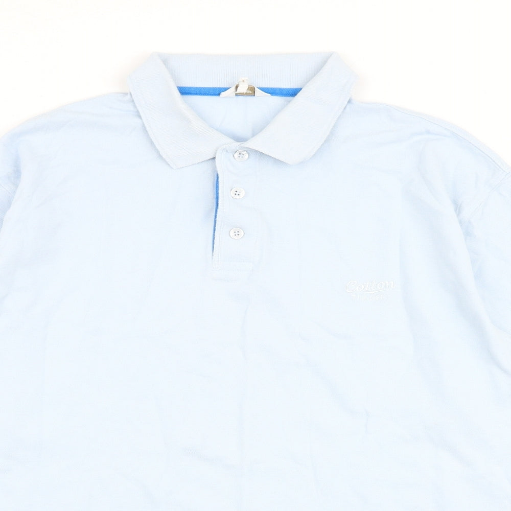 Cotton Traders Mens Blue 100% Cotton Polo Size M Collared Button