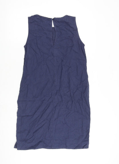 Marks and Spencer Womens Blue Flax A-Line Size 10 Round Neck Button