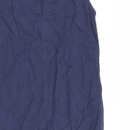 Marks and Spencer Womens Blue Flax A-Line Size 10 Round Neck Button
