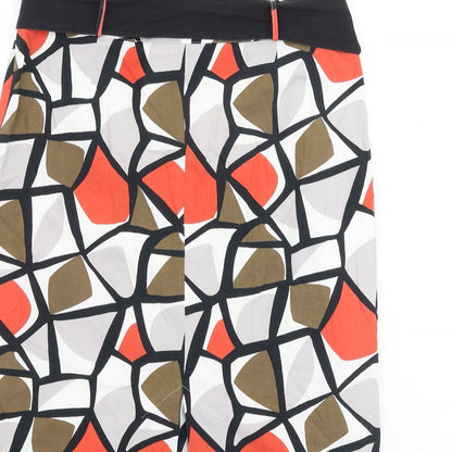 Marks and Spencer Womens Multicoloured Geometric Cotton A-Line Skirt Size 10 Tie