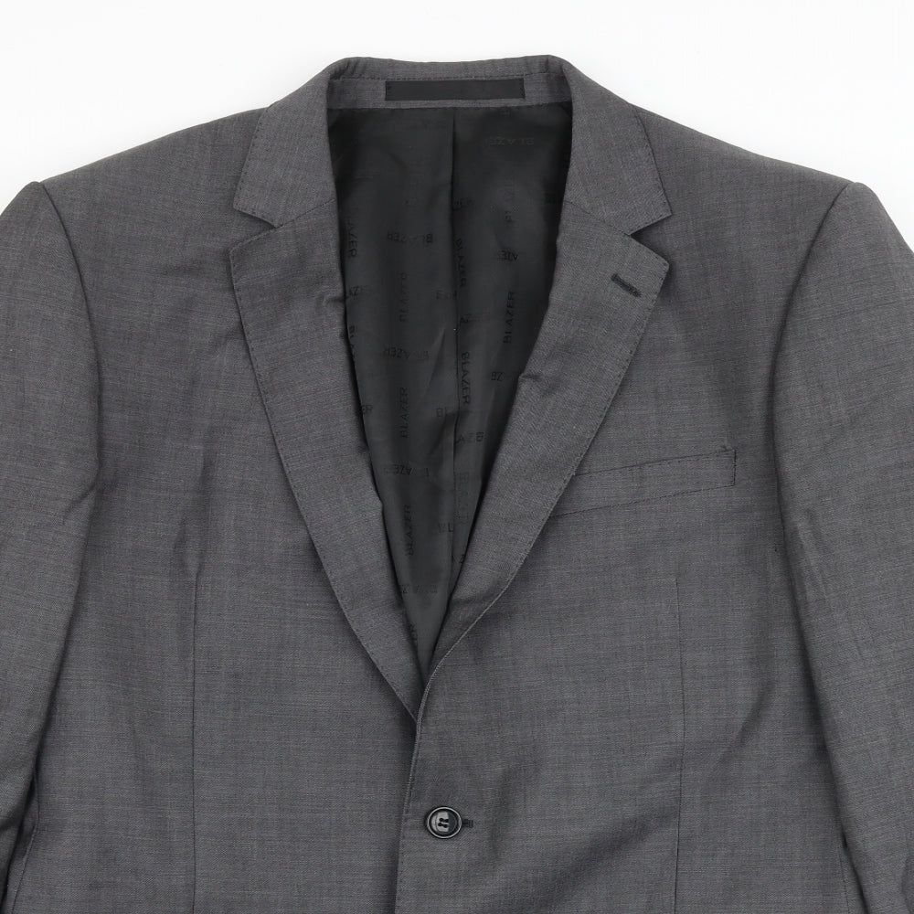 Mens UK Size 40 Blazer Regular Grey Suit Jacket