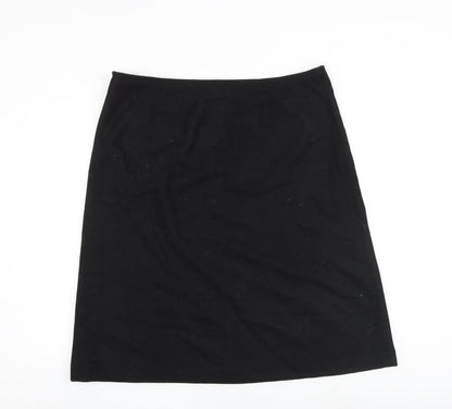 Per Una Womens Black Floral Polyester A-Line Skirt Size 38 in Zip