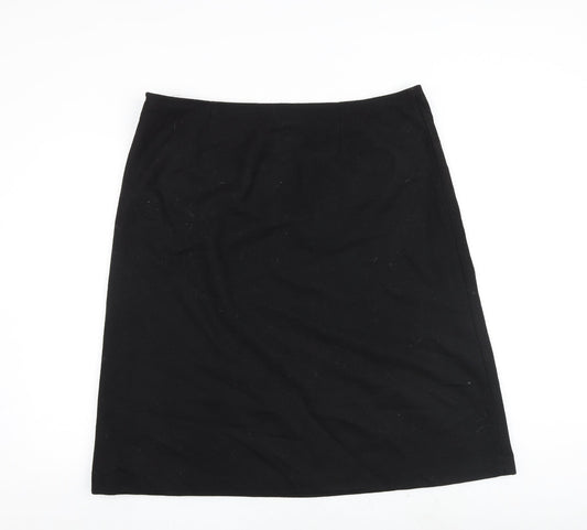 Per Una Womens Black Floral Polyester A-Line Skirt Size 38 in Zip