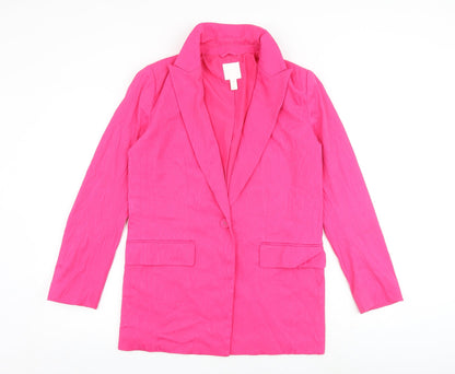 H&M Womens Pink Jacket Blazer Size 8 Button