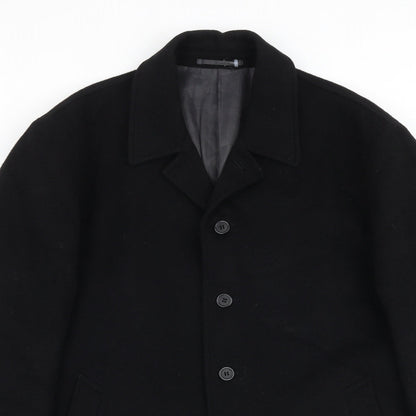 Anthony De Mano Mens Black Pea Coat Coat Size S Button