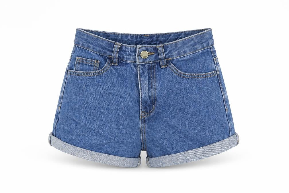 Yishion Basic Womens Blue 100% Cotton Basic Shorts Size 24 in L3 in Regular Zip