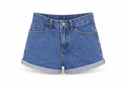 Yishion Basic Womens Blue 100% Cotton Basic Shorts Size 24 in L3 in Regular Zip