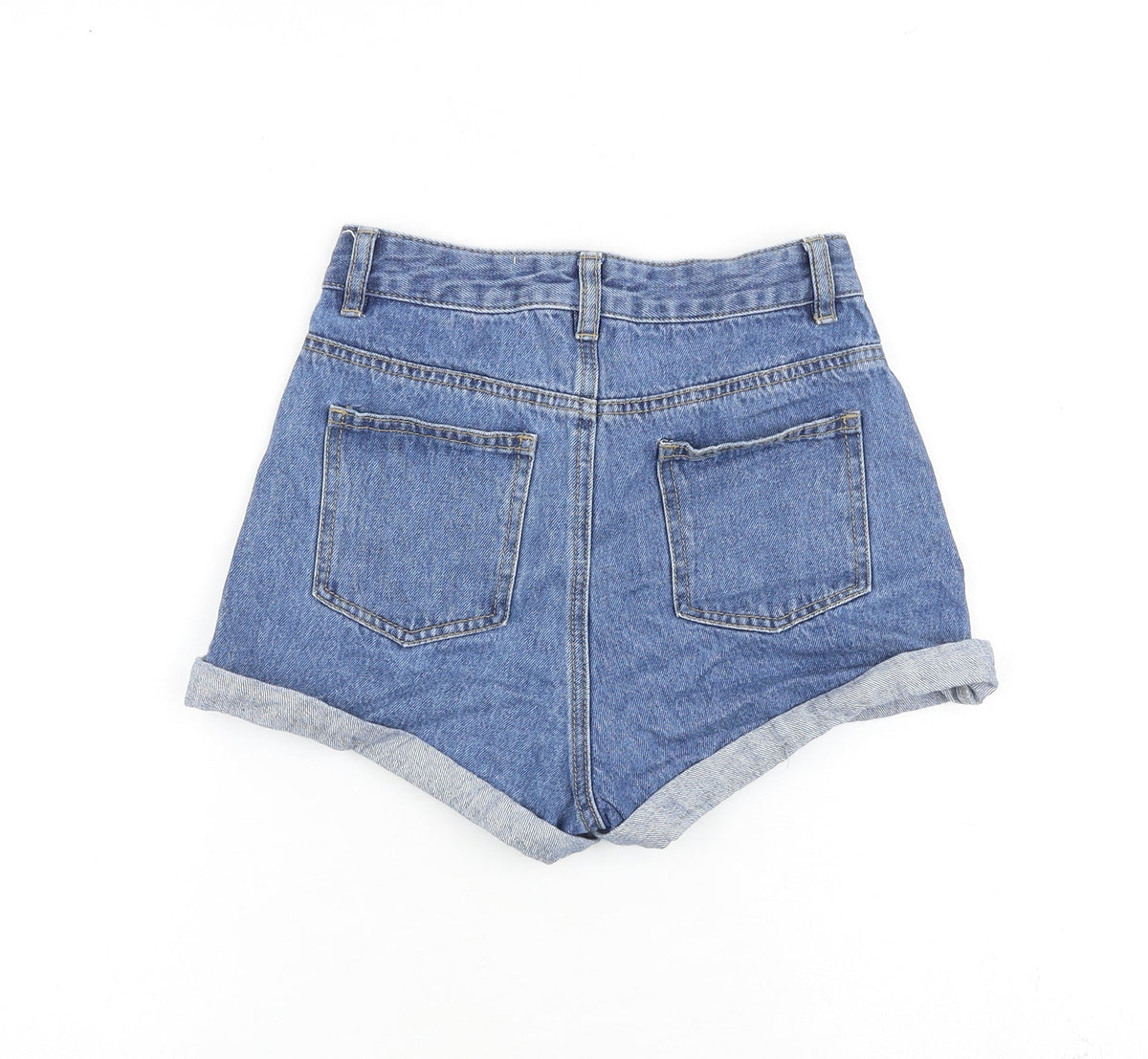Yishion Basic Womens Blue 100% Cotton Basic Shorts Size 24 in L3 in Regular Zip