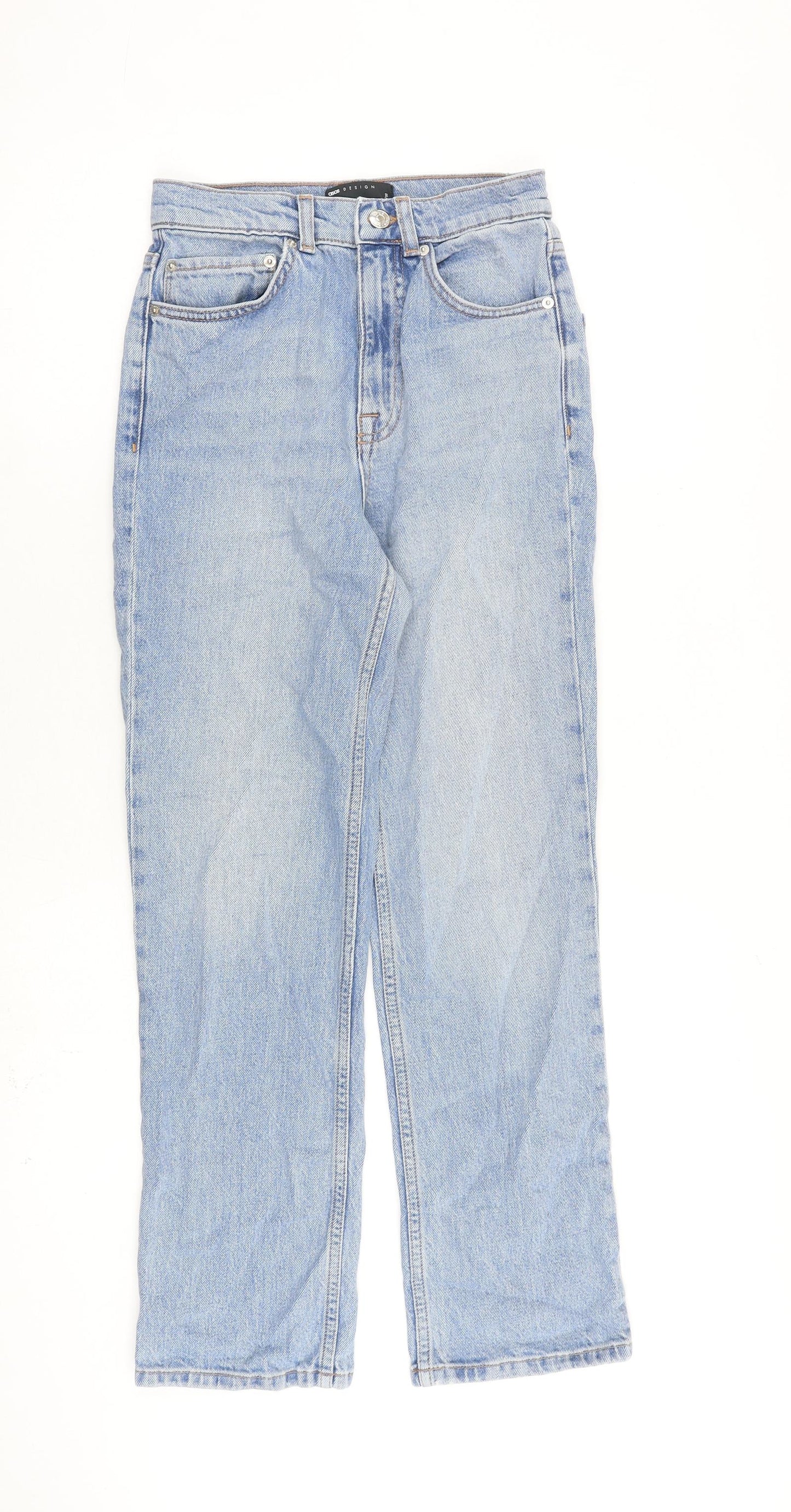 ASOS Womens Blue Cotton Straight Jeans Size 24 in L32 in Regular Zip