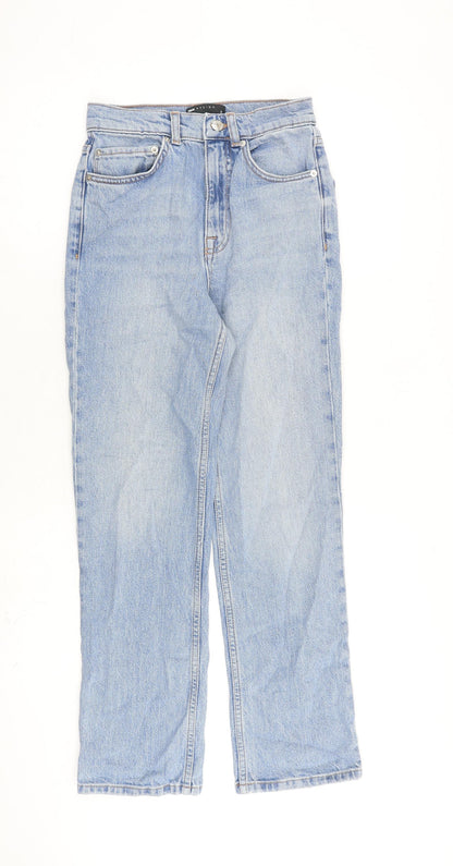 ASOS Womens Blue Cotton Straight Jeans Size 24 in L32 in Regular Zip