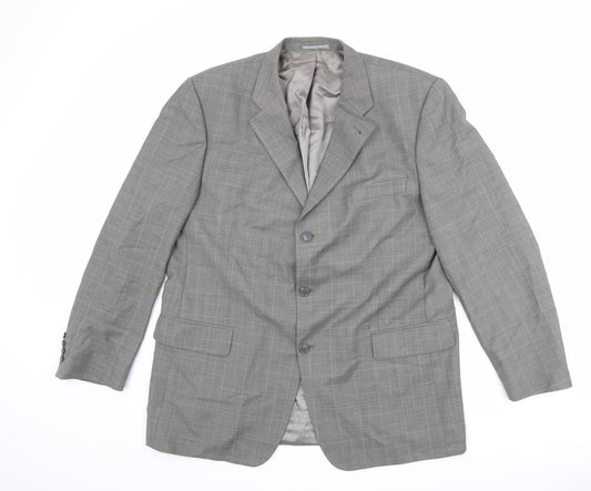 Armando Mens Grey Check Polyester Jacket Suit Jacket Size 46 Regular
