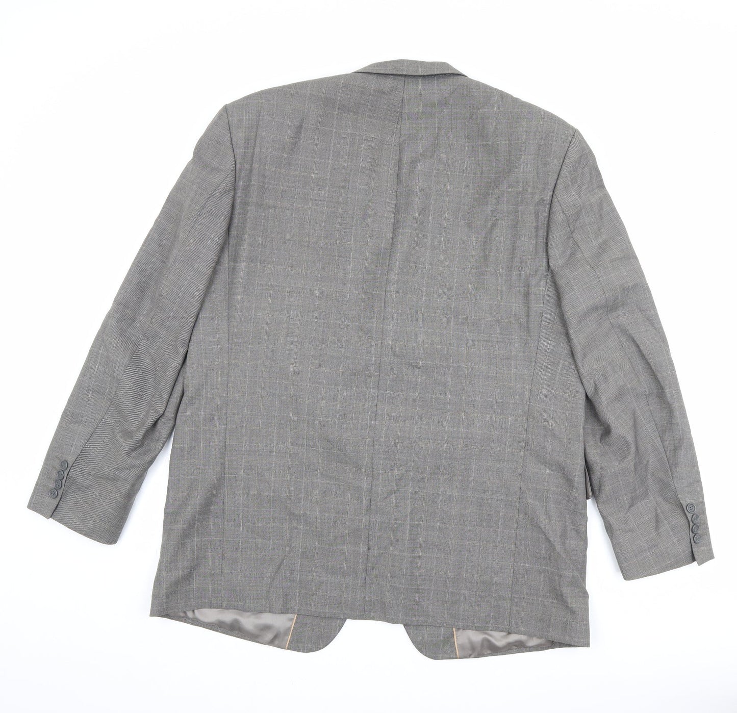 Armando Mens Grey Check Polyester Jacket Suit Jacket Size 46 Regular