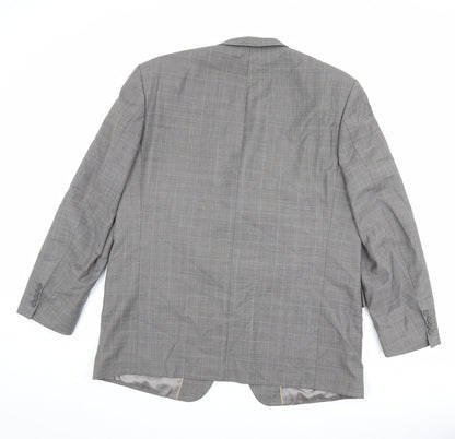 Armando Mens Grey Check Polyester Jacket Suit Jacket Size 46 Regular