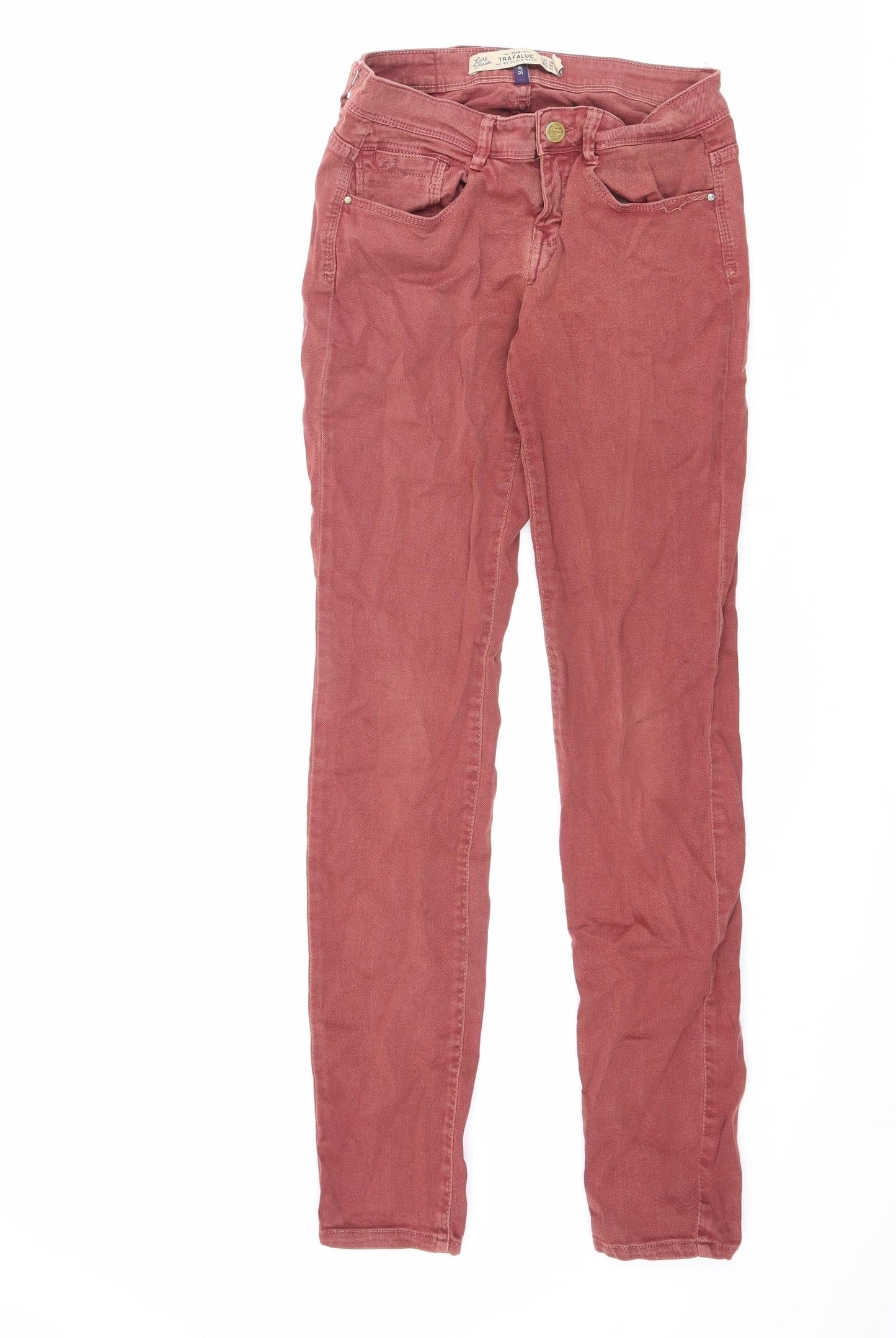 Zara Womens Orange Cotton Skinny Jeans Size 8 L28.5 in Slim Zip