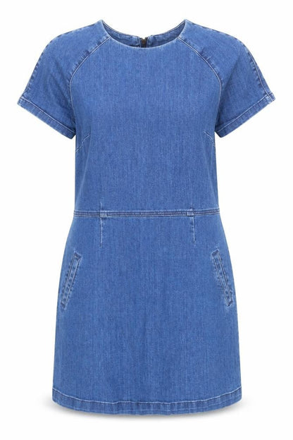 Blonde + Blonde Womens Blue Cotton A-Line Size 12 Round Neck Zip