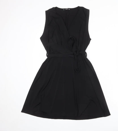 Mango Womens Black Polyester Tank Dress Size M V-Neck Pullover - Belted