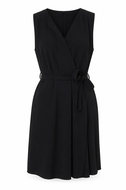 Mango Womens Black Polyester Tank Dress Size M V-Neck Pullover - Belted
