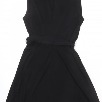 Mango Womens Black Polyester Tank Dress Size M V-Neck Pullover - Belted