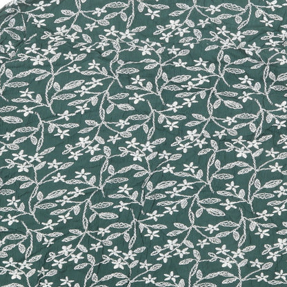 Bonmarché Womens Green Floral Viscose Basic Blouse Size 10 V-Neck - Button-Up