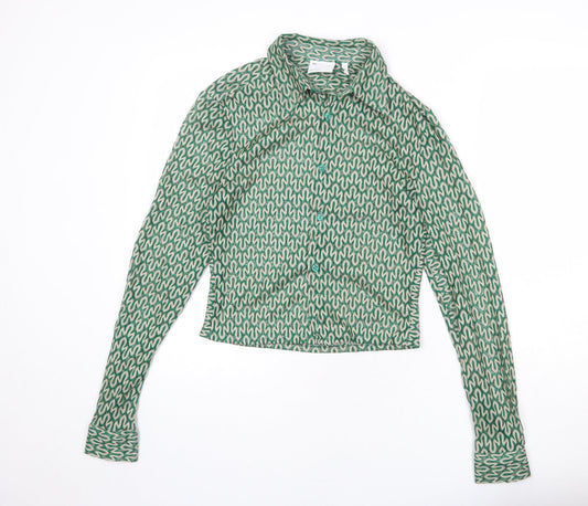 Womens UK Size XS ASOS Green Basic Button-Up