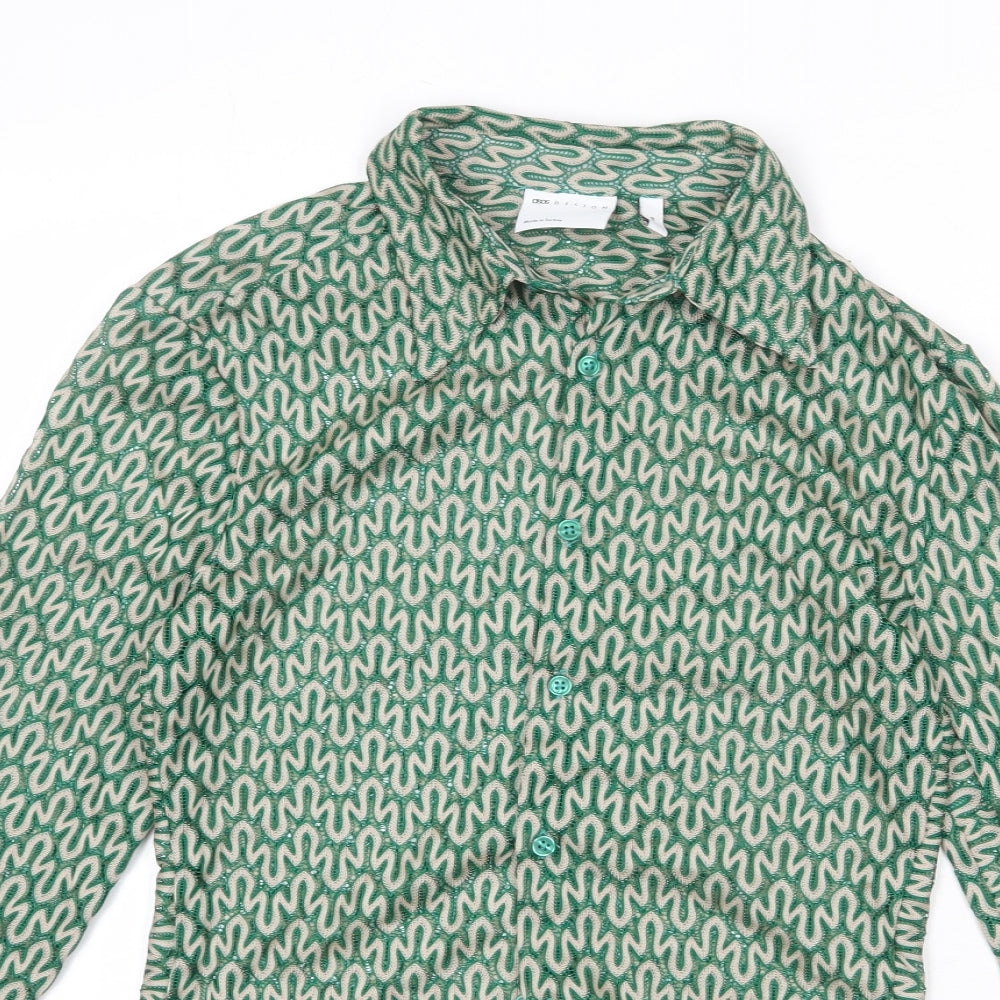 Womens UK Size XS ASOS Green Basic Button-Up