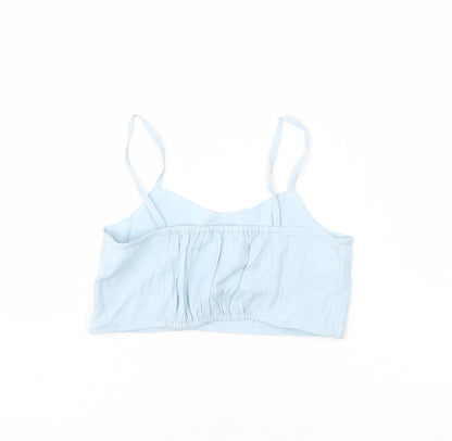 Zara Girls Blue Polyester Camisole T-Shirt Size 7 Years Scoop Neck Pullover - Cropped