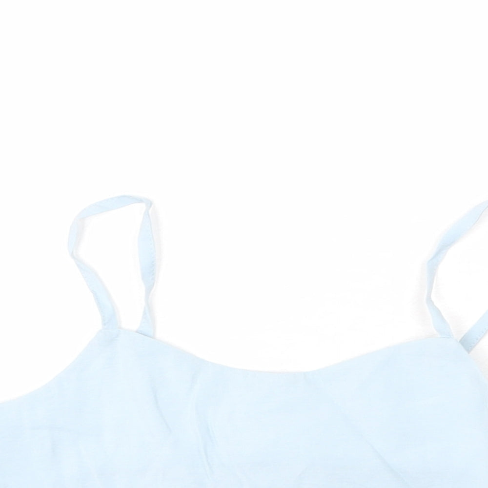 Zara Girls Blue Polyester Camisole T-Shirt Size 7 Years Scoop Neck Pullover - Cropped