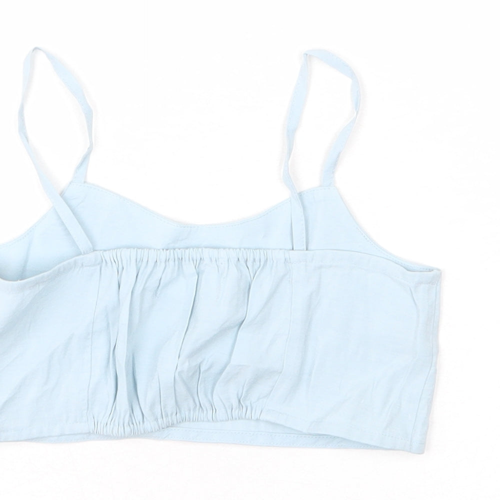 Zara Girls Blue Polyester Camisole T-Shirt Size 7 Years Scoop Neck Pullover - Cropped