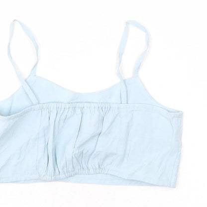 Zara Girls Blue Polyester Camisole T-Shirt Size 7 Years Scoop Neck Pullover - Cropped