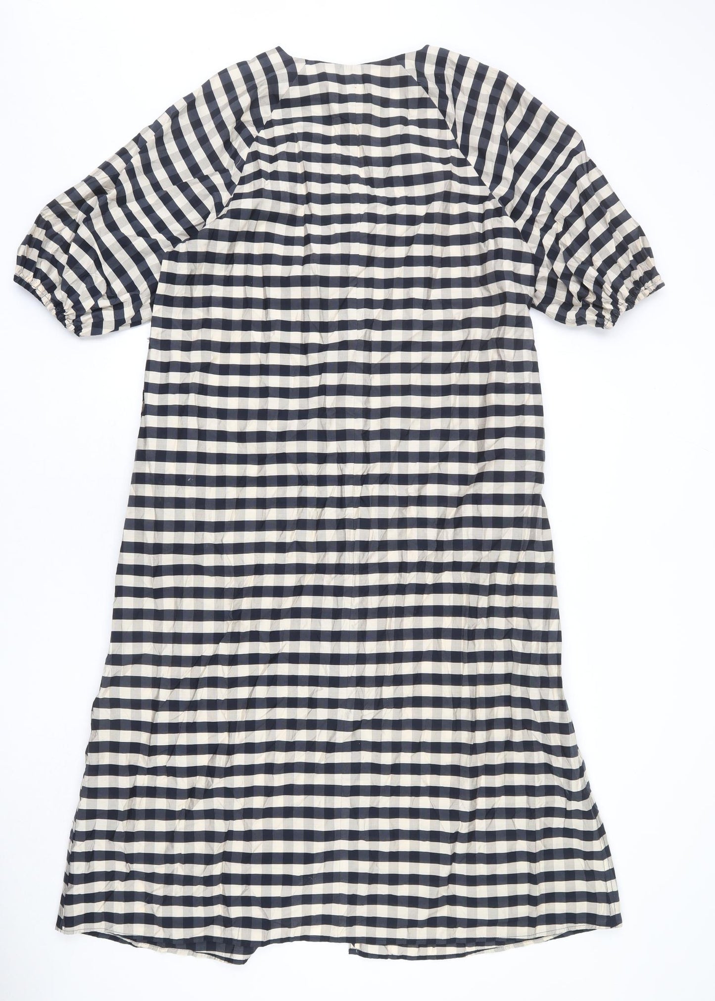 H&M Womens Beige Plaid Viscose Shift Size XS V-Neck Pullover