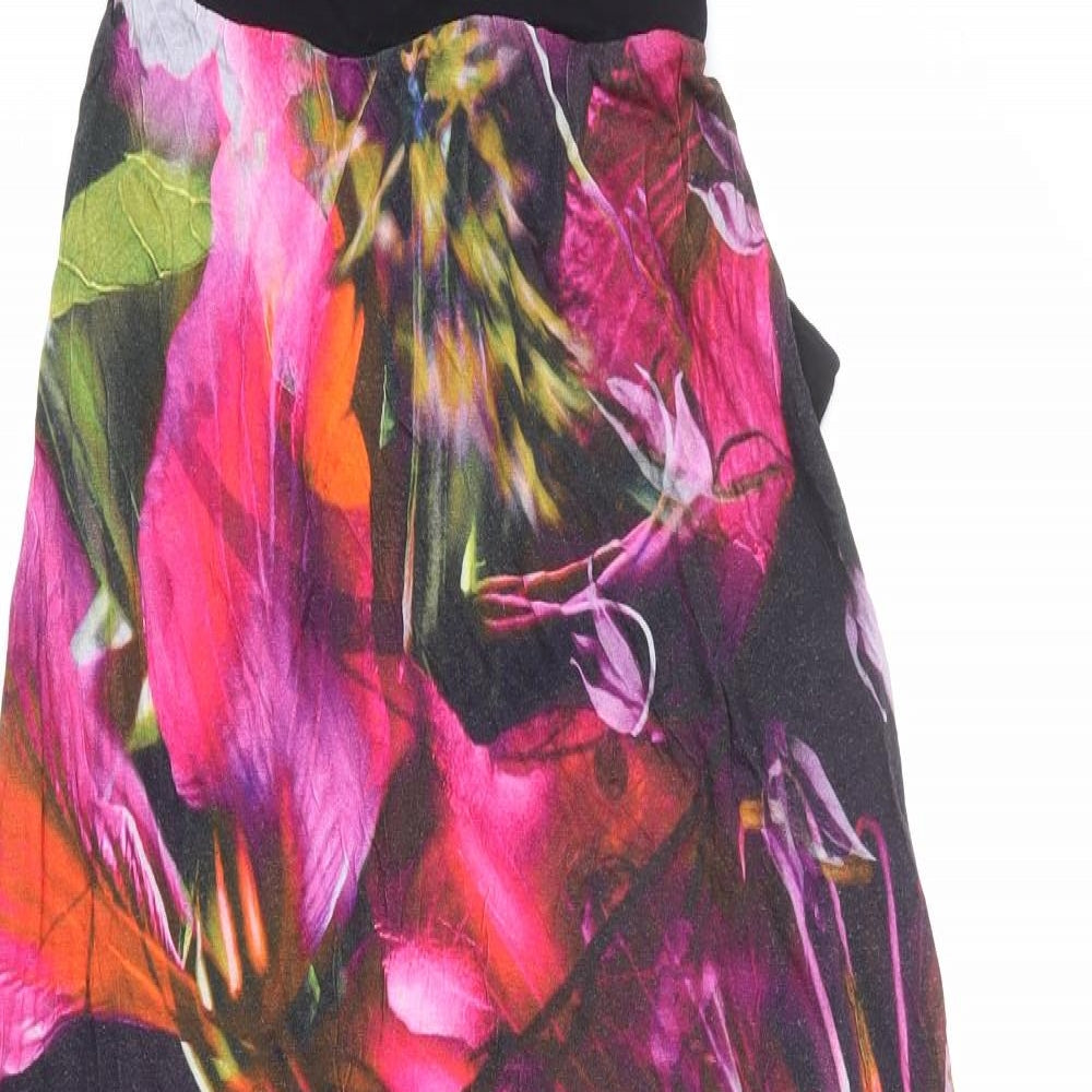 Monsoon Womens Multicoloured Floral Viscose Maxi Size 8 Square Neck Pullover - Tie Back