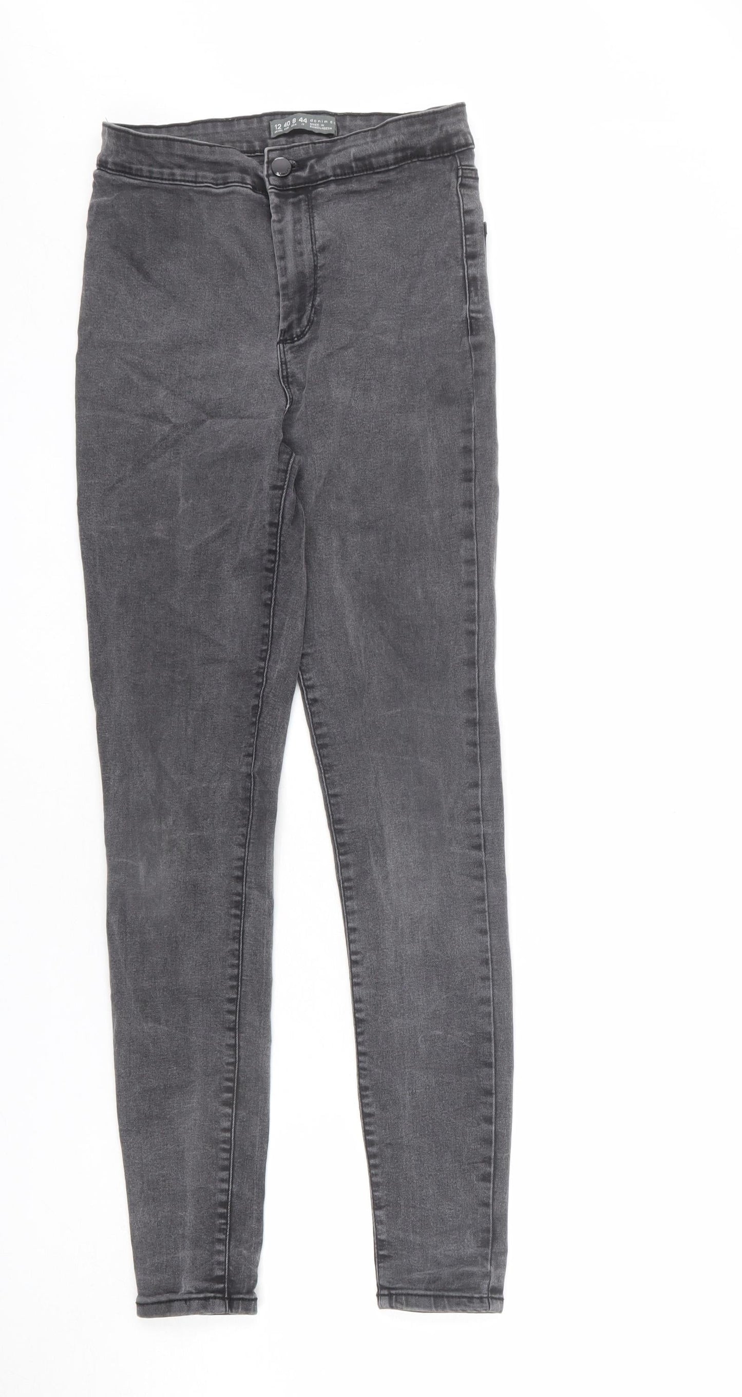 Denim & Co. Womens Grey Cotton Skinny Jeans Size 12 L28 in Regular Zip