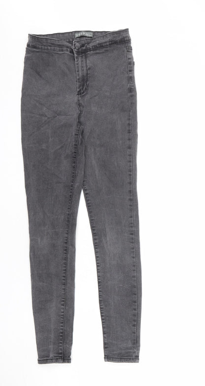 Denim & Co. Womens Grey Cotton Skinny Jeans Size 12 L28 in Regular Zip