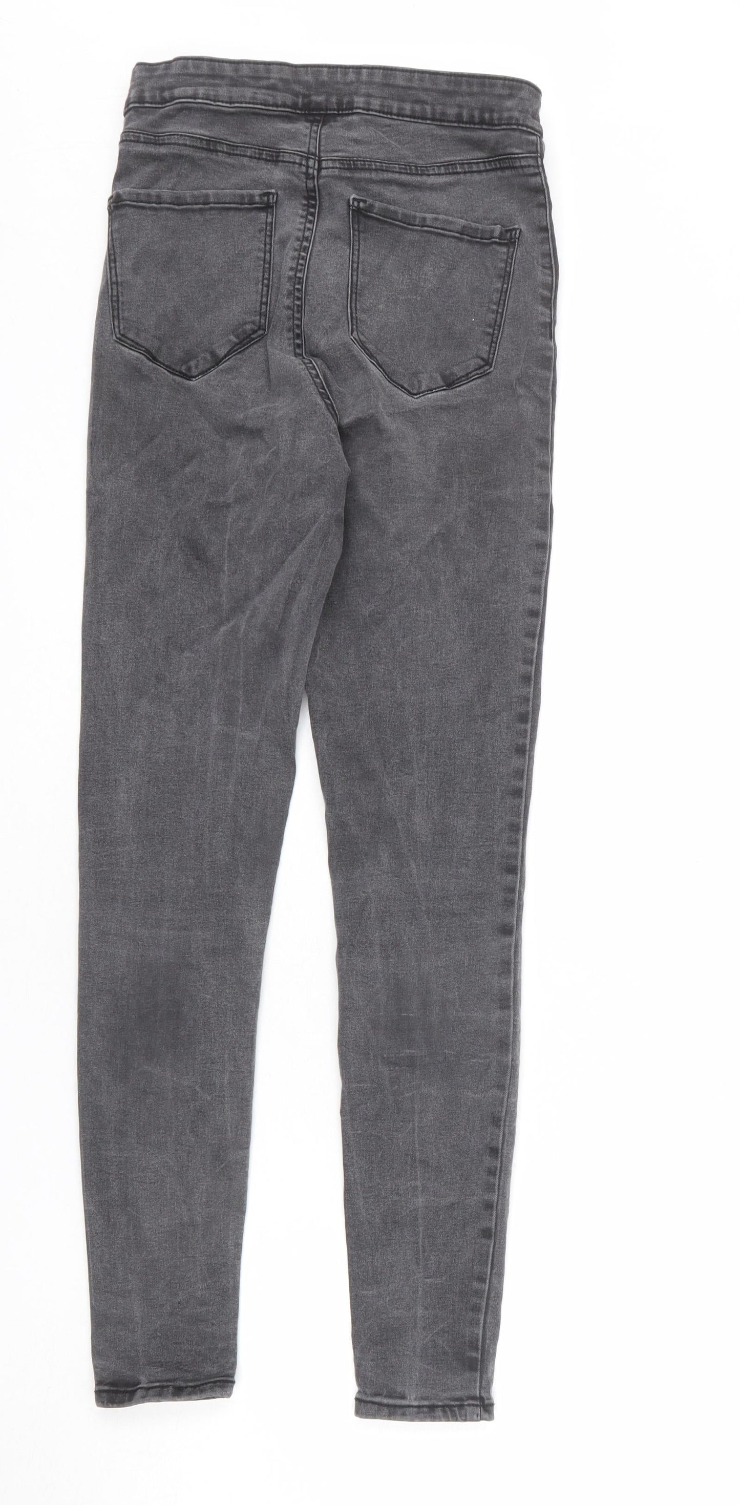 Denim & Co. Womens Grey Cotton Skinny Jeans Size 12 L28 in Regular Zip