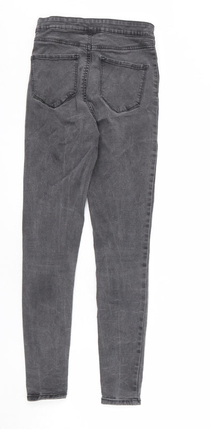 Denim & Co. Womens Grey Cotton Skinny Jeans Size 12 L28 in Regular Zip