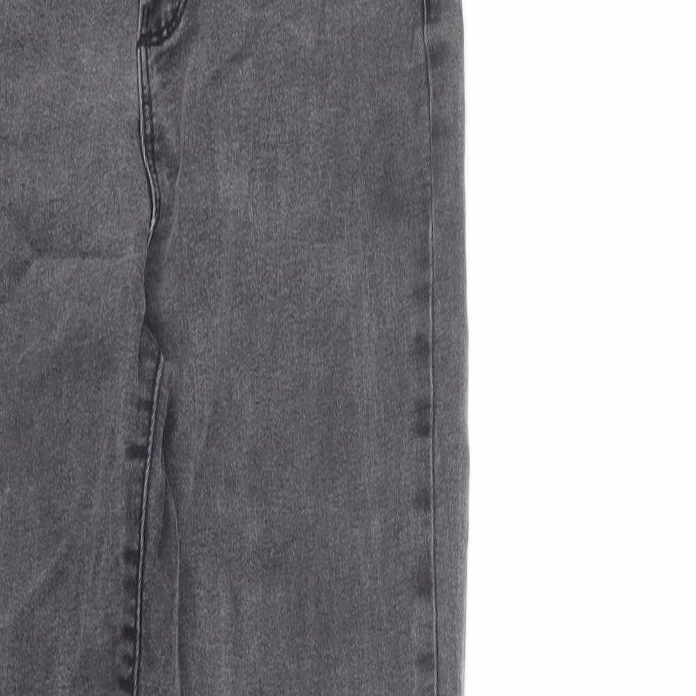Denim & Co. Womens Grey Cotton Skinny Jeans Size 12 L28 in Regular Zip